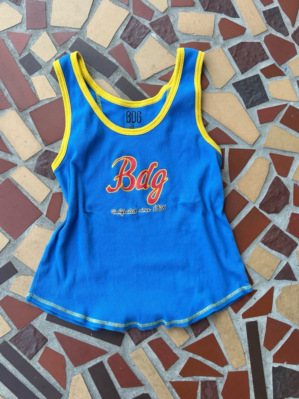 BDG Blue Tank Top with Yellow Trim